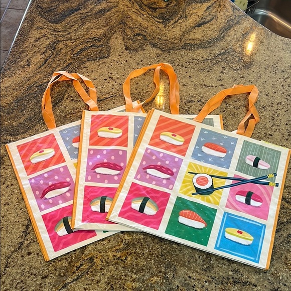 TJ Maxx | Set of 3 Reusable Totes in Sushi Print 🍣 🥢 - Picture 1 of 4